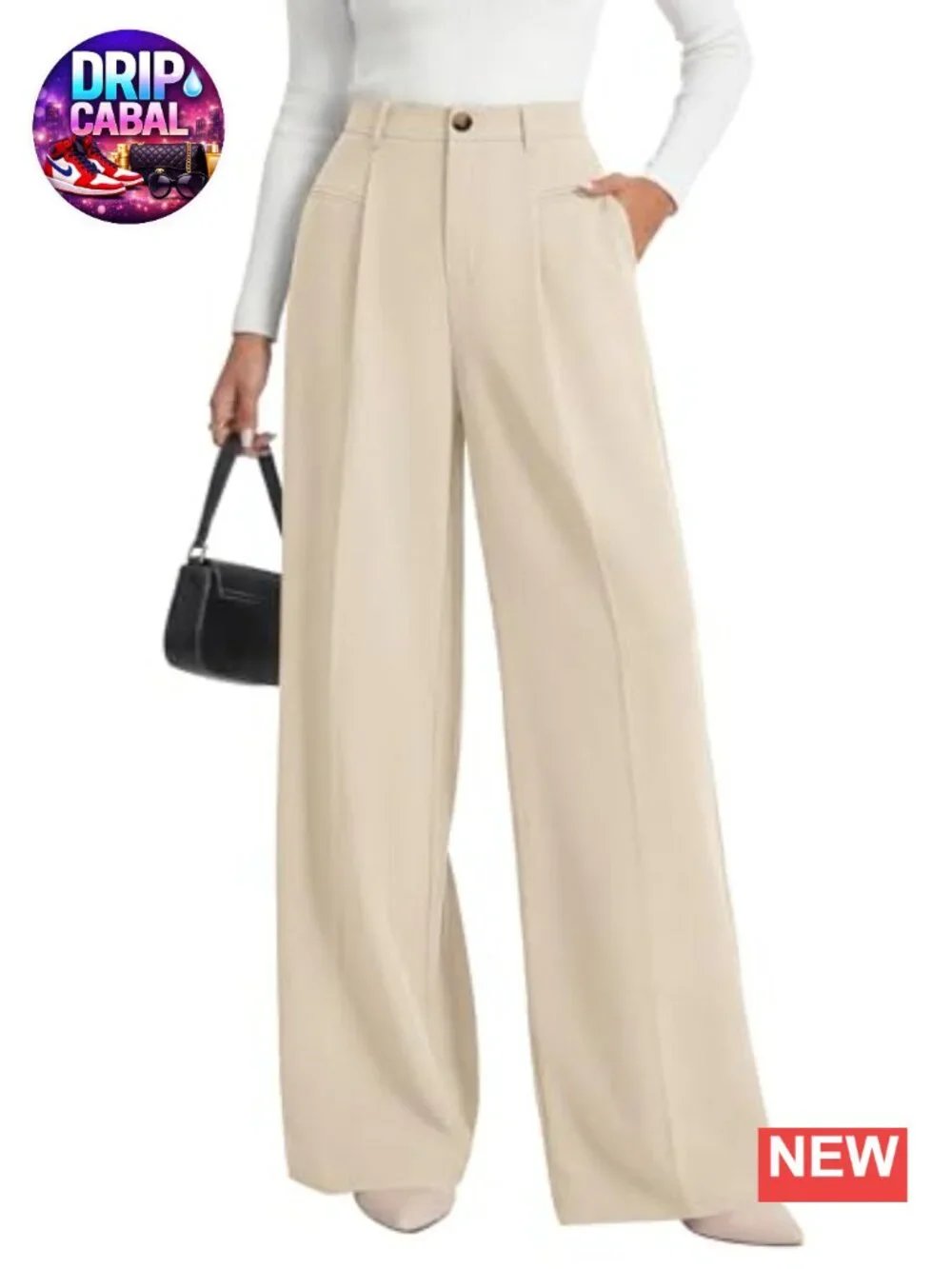 Wide Leg Pleated Dress Pants High Waist Trousers Slacks